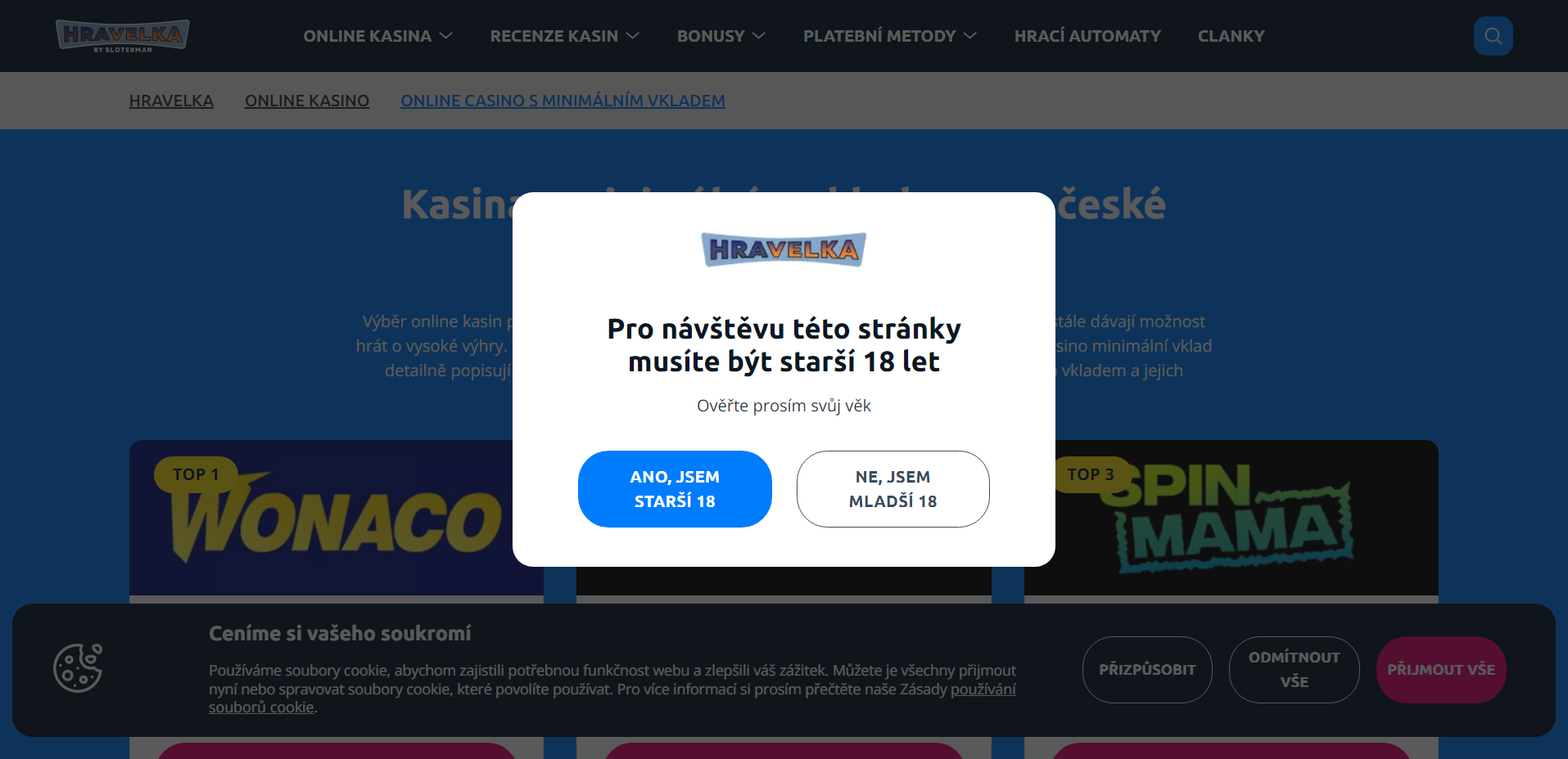 online kasino s minimálním vkladem